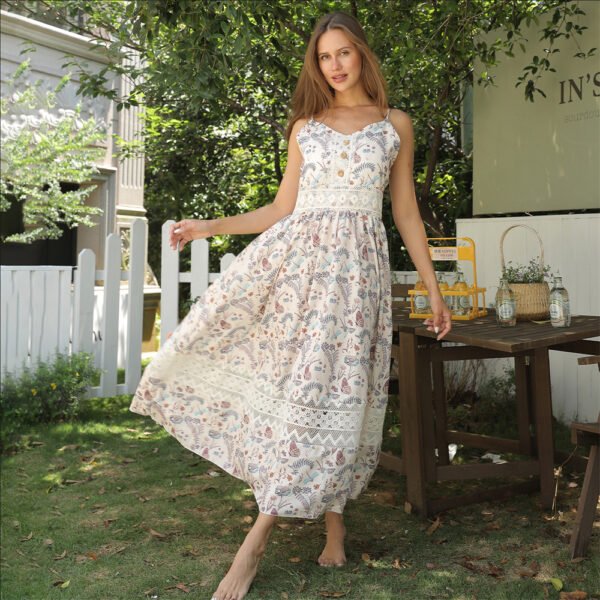 Women's Sleeveless Suspender Floral Dress - Image 8
