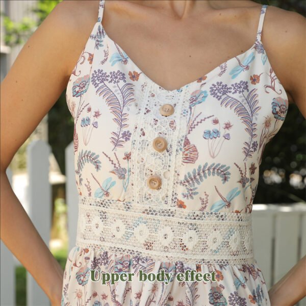Women's Sleeveless Suspender Floral Dress - Image 5