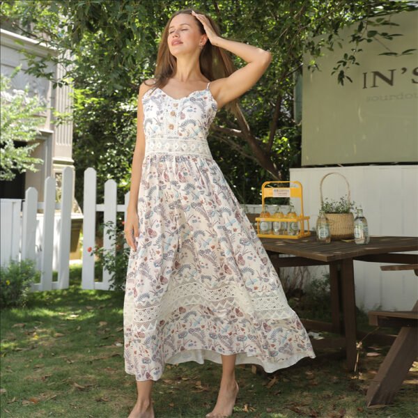 Women's Sleeveless Suspender Floral Dress - Image 7