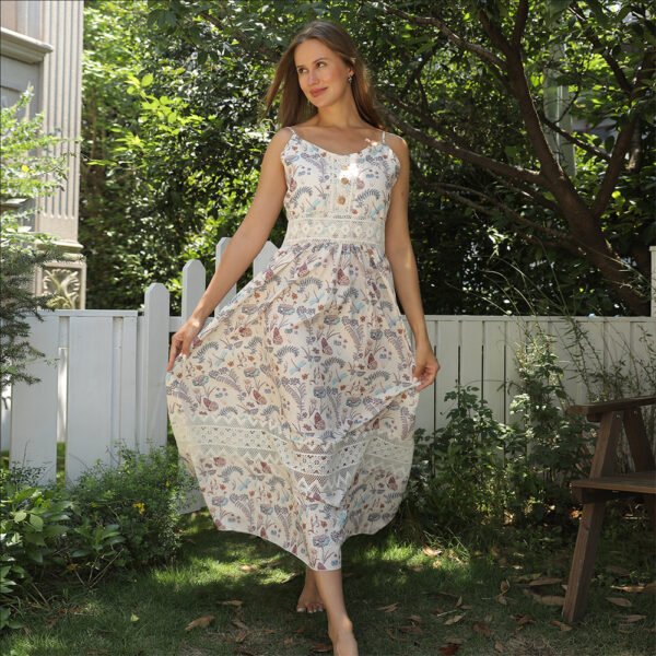 Women's Sleeveless Suspender Floral Dress - Image 4